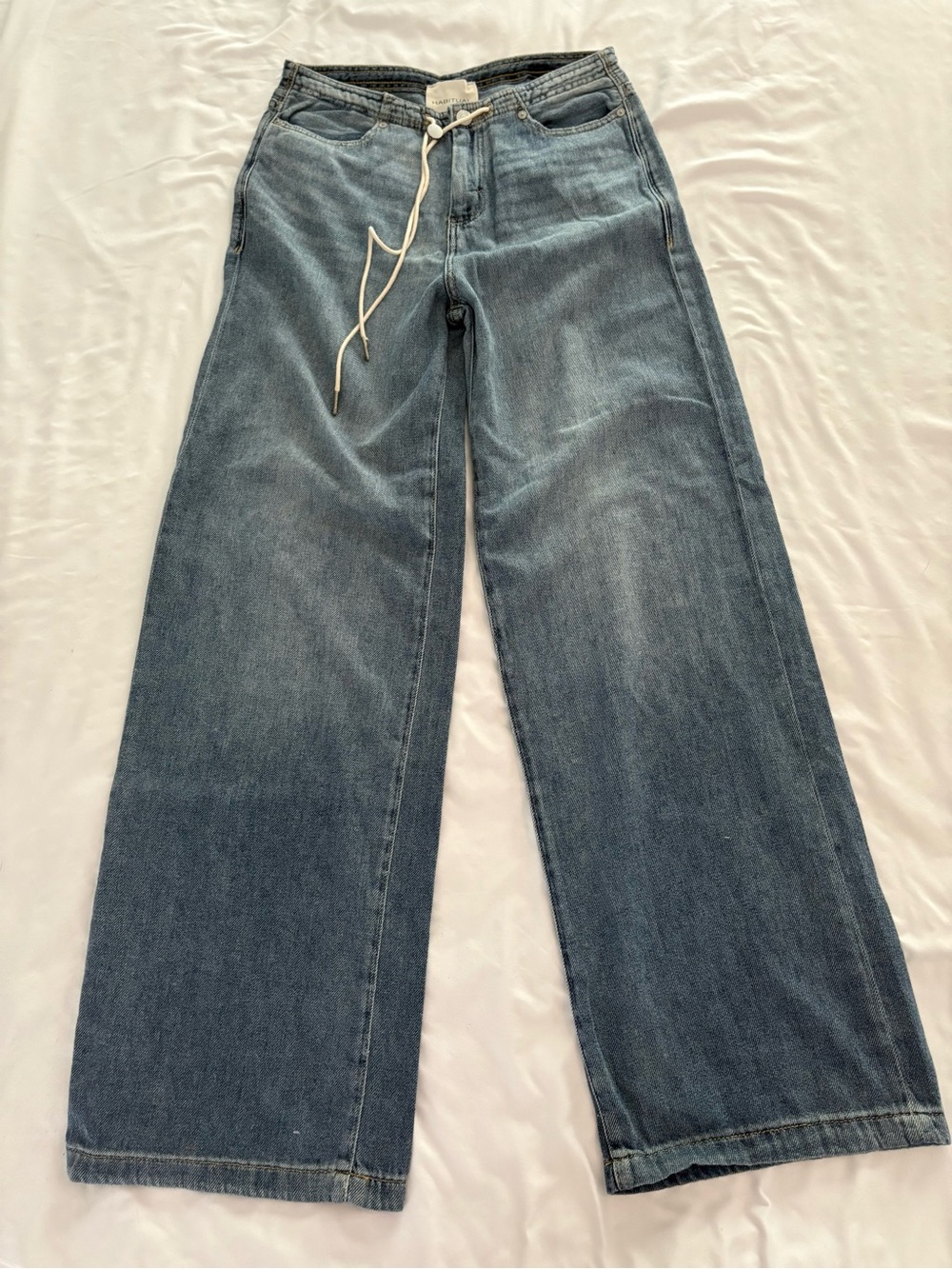 NWT Habitual Anthropologie Jade Drawstring Wide-Leg Jeans